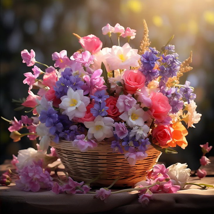 букет цветов в корзине 